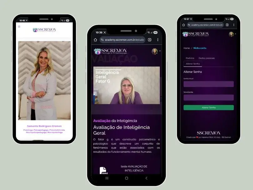 Projeto de Site Express e EAD próprio do SS Cremon realizado pela Hammer Web